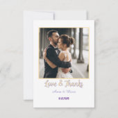 Modern Retro Typography Faux Gold Photo Wedding Bedankkaart (Voorkant)