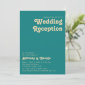 Modern Retro | Uitnodiging tot Blauwgroen weddensc (Staand voorkant)