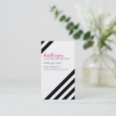 MODERN RETRO vet diagonaal gestreept zwart wit Visitekaartje (Staand voorkant)