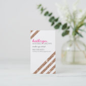 MODERN RETRO vet gestreept cool roos gouden glitte Visitekaartje (Staand voorkant)