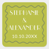 Modern Retro Vibrant Bold Citrus Green Wedding Vierkante Sticker (Voorkant)