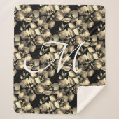 Modern Retro Victoriaans Floral Pattern Monogram Sherpa Deken (Voorkant)