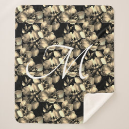 Modern Retro Victoriaans Floral Pattern Monogram Sherpa Deken