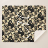 Modern Retro Victoriaans Floral Pattern Monogram Sherpa Deken (Voorkant (horizontaal))