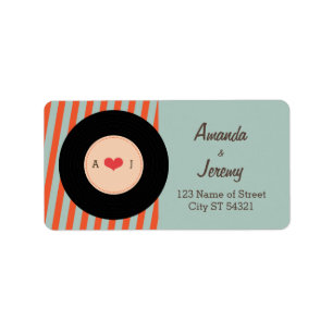 Modern Retro Vinyl Record Oranje/Sky Blue Etiket