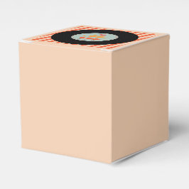 Modern Retro Vinyl Record Oranje Sky Blue Wedding Bedankdoosjes