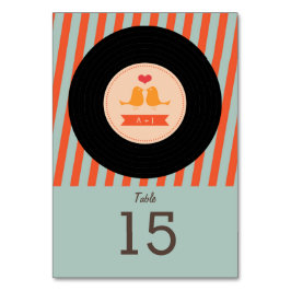 Modern Retro Vinyl Record Oranje Sky Blue Wedding Kaart