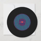 Modern Retro Vinyl Record Paarse & Aqua bruiloft Kaart (Achterkant)