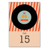Modern Retro Vinyl Record Sky Blue Oranje Wedding Kaart (Achterkant)