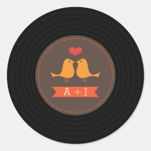 Modern Retro Vinyl Record Tortelduifjes Brown Ronde Sticker