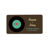 Modern Retro Vinyl Record Wedding Etiket (Voorkant)