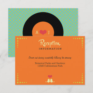 Modern Retro Vinyl Record Wedding Informatiekaartje