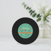 Modern Retro Vinyl Record Wedding Kaart (Staand voorkant)