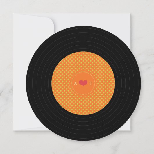 Modern Retro Vinyl Record Wedding Kaart (Achterkant)