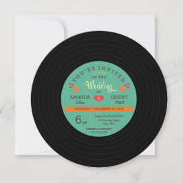 Modern Retro Vinyl Record Wedding Kaart