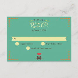 Modern Retro Vinyl Record Wedding RSVP Kaartje