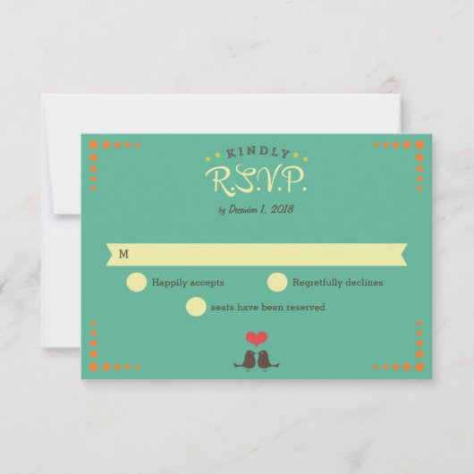 Modern Retro Vinyl Record Wedding RSVP Kaartje (Voorkant)