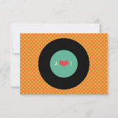 Modern Retro Vinyl Record Wedding RSVP Kaartje (Achterkant)