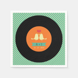 Modern Retro Vinyl Record Wedding Servetten