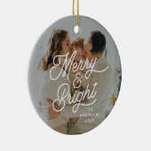 Modern Retro vrolijk en helder foto vet script Keramisch Ornament (Rechts)