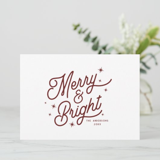 Modern Retro vrolijk en helder script | Cherry Red Feestdagenkaart (Staand voorkant)