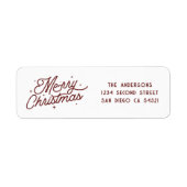 Modern Retro vrolijk kerstscript | Cherry Red Etiket (Voorkant)