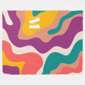 Modern Retro Wave Monogram kleurvol Fleece Deken (Voorkant (Horizontaal))