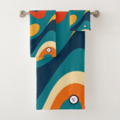 Modern Retro Wavy Abstract Pattern Bad Handdoek (Insitu)