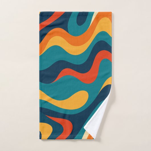 Modern Retro Wavy Abstract Pattern Bad Handdoek (Handdoek)