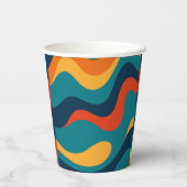 Modern Retro Wavy Abstract Pattern  Papieren Bekers (Achterkant)