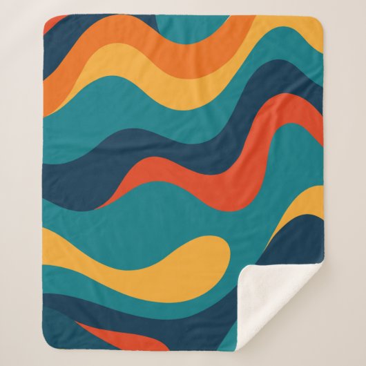 Modern Retro Wavy Abstract Pattern  Sherpa Deken (Voorkant)