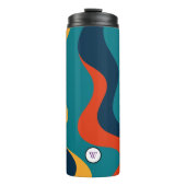 Modern Retro Wavy Abstract Pattern  Thermosbeker (Voorkant)