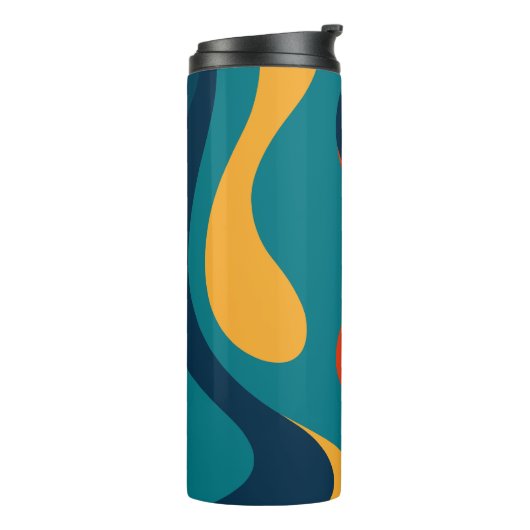 Modern Retro Wavy Abstract Pattern  Thermosbeker (Gedraaid links)