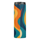 Modern Retro Wavy Abstract Pattern Thermosbeker (Achterkant)