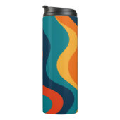Modern Retro Wavy Abstract Pattern Thermosbeker (Geroteerd rechts)