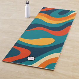 Modern Retro Wavy Abstract Pattern Yogamat