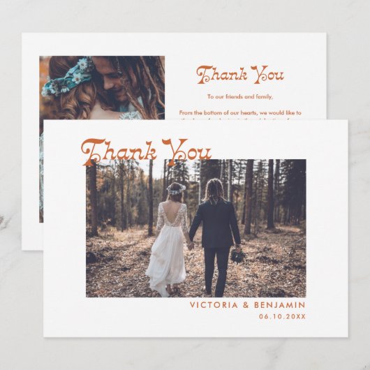 Modern Retro Whimsical Foto Weddenschap Hartelijk Bedankkaart (Voorkant / Achterkant)
