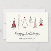 Modern Retro Whimsical Little Tree Business Logo Feestdagenkaart (Voorkant)