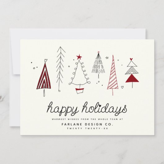 Modern Retro Whimsical Little Tree Business Logo Feestdagenkaart (Voorkant)