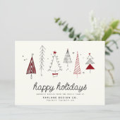 Modern Retro Whimsical Little Tree Business Logo Feestdagenkaart (Staand voorkant)