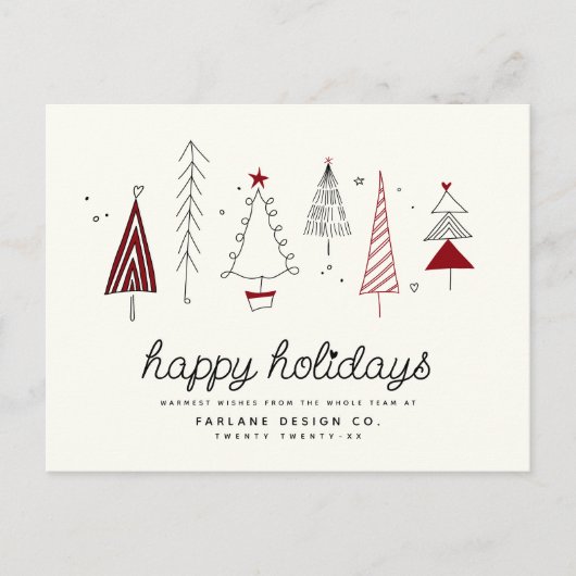 Modern Retro Whimsical Little Tree Business Logo Feestdagenkaart (Voorkant)