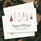 Modern Retro Whimsical Little Tree Business Logo Feestdagenkaart