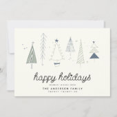 Modern Retro Whimsical Little Tree Forest Family Feestdagenkaart (Voorkant)