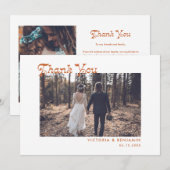 Modern Retro Whimsical Photo Wedding Bedankkaart (Voorkant / Achterkant)