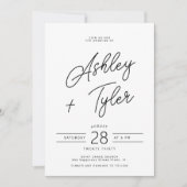 Modern retro whimsical script all in one wedding kaart (Voorkant)