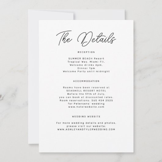 Modern retro whimsical script all in one wedding kaart (Achterkant)