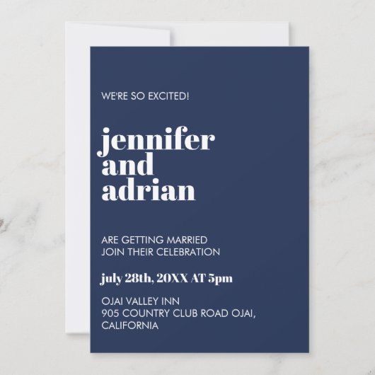 Modern Retro White Modern Invitation Kaart (Voorkant)