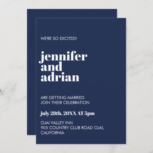 Modern Retro White Modern Invitation Kaart (Voorkant / Achterkant)