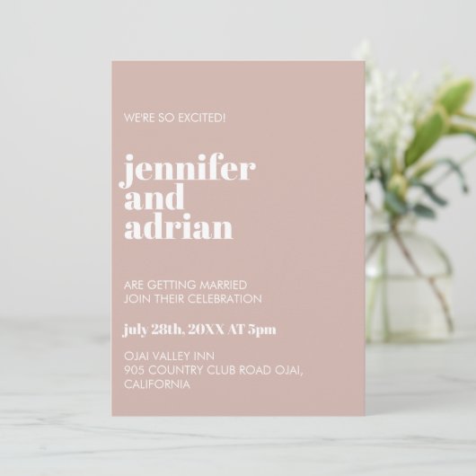 Modern Retro White Modern Invitation Kaart (Staand voorkant)