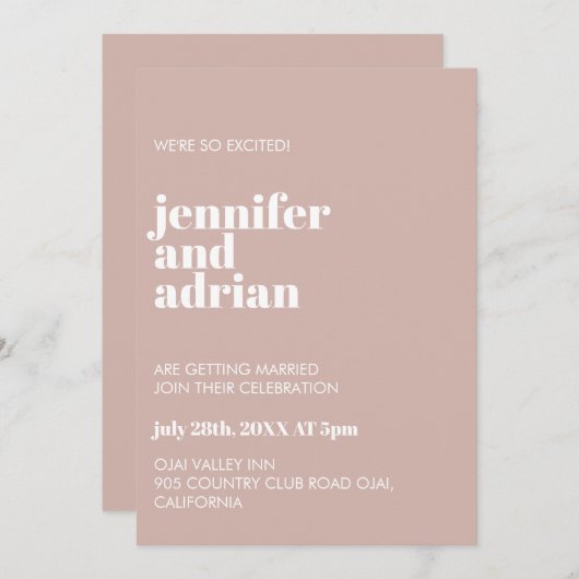 Modern Retro White Modern Invitation Kaart (Voorkant / Achterkant)